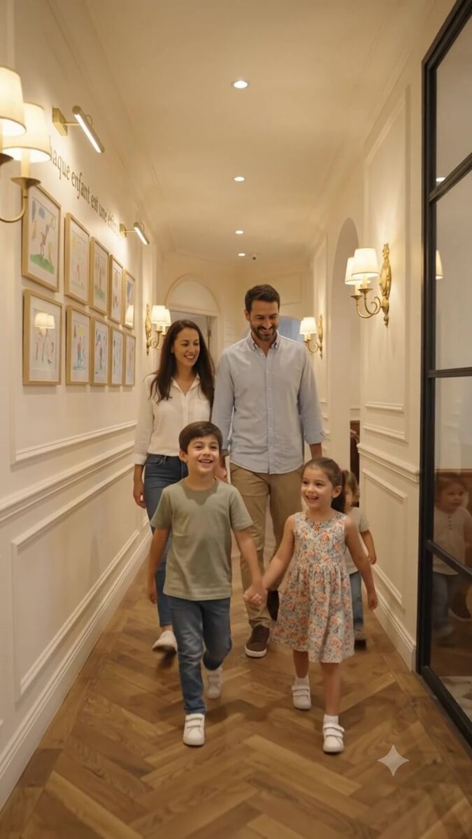 Un papa, une maman et leurs enfants arrivent chez Luciole à Jounieh